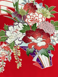 7858:1950s Japan Silk, ikebana flowrs